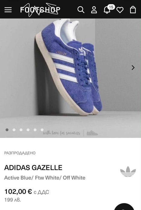 Женски обувки adidas gazelle active blue 39 номер