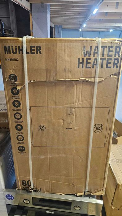 Хоризонтален бойлер Muhler WH80MH2, 2000W, 80L, Клас С, 5 години, Бял