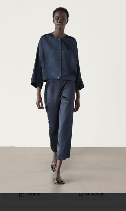 Massimo dutti pantaloni satinați amestec in, navy.