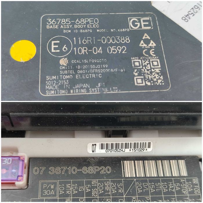 Unitate electronică BCM Suzuki Baleno IV COD: 3678568PE0 2016 / [2015+] / (5D3)