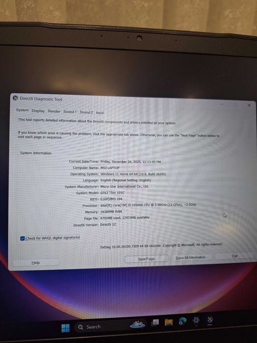 MSI GF63 Thin 10SC – Ideal, 16GB RAM, SSD 400GB