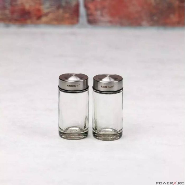 Set de 2 recipiente pentru sare si piper, 8,7x4,5x9,5 cm capacitate 50