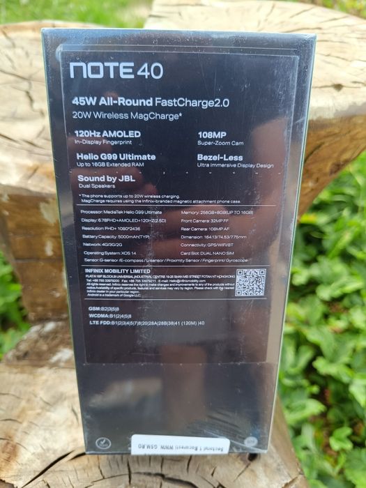 Telefon mobil Infinix NOTE 40, 8GB RAM, 256GB, 4G, Obsidian Black (Nou, sigilat)