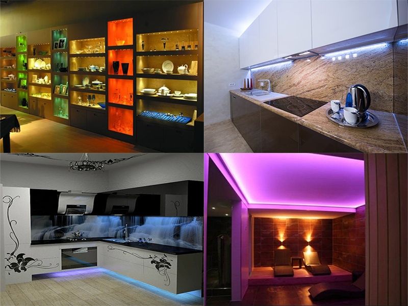 разный гибкий LED неон светящийся шнур-провод и свето-диодные ленты +