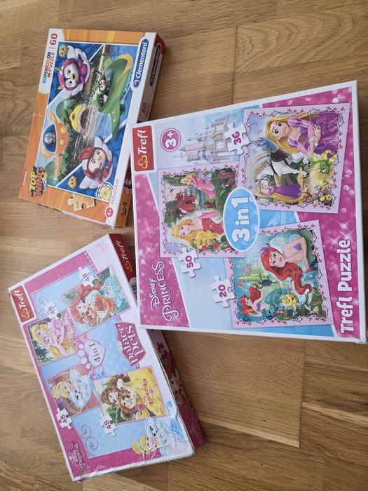 Детски пъзели за момиче, 3+, 4+, 5+,Принцеси, Ariel, Frozen Top wings