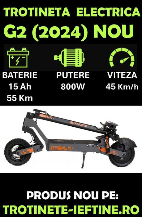 KuKirin G2, 800W, Baterie 15Ah, Ecran Tactil, Viteza 45km/h, NOUA