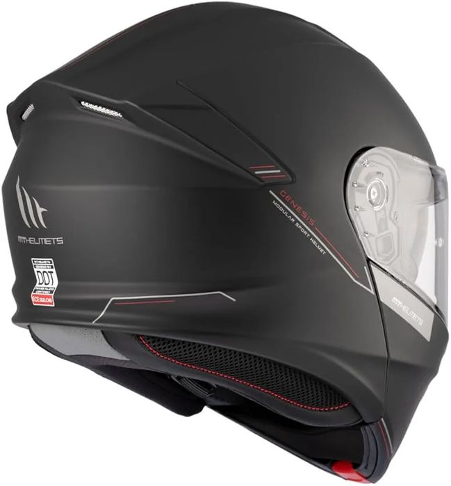 Модулна мото каска MT Helmets Genesis, размер М, Черен мат, ECE 22.06