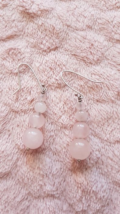 Cercei dama argint 925,bilute cristal cuart roz