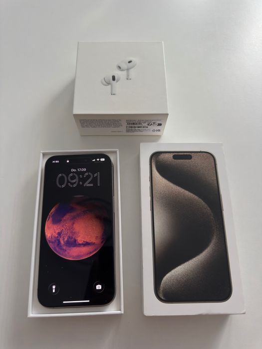 Iphone 15 Pro + Airpods Pro 2 + Зарядно. КАТО НОВ!