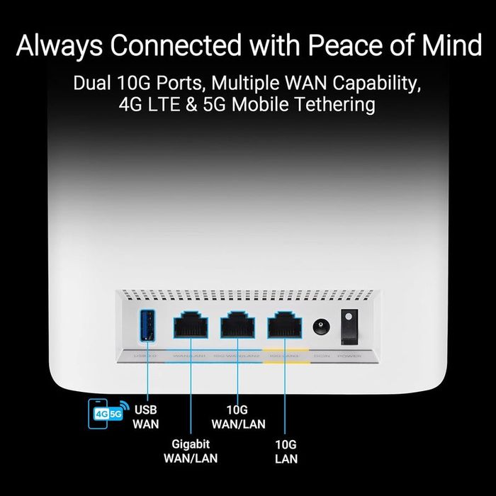 Router cu Wi-Fi 7 ASUS ZenWiFi BT10. TriBand. 10G dual port