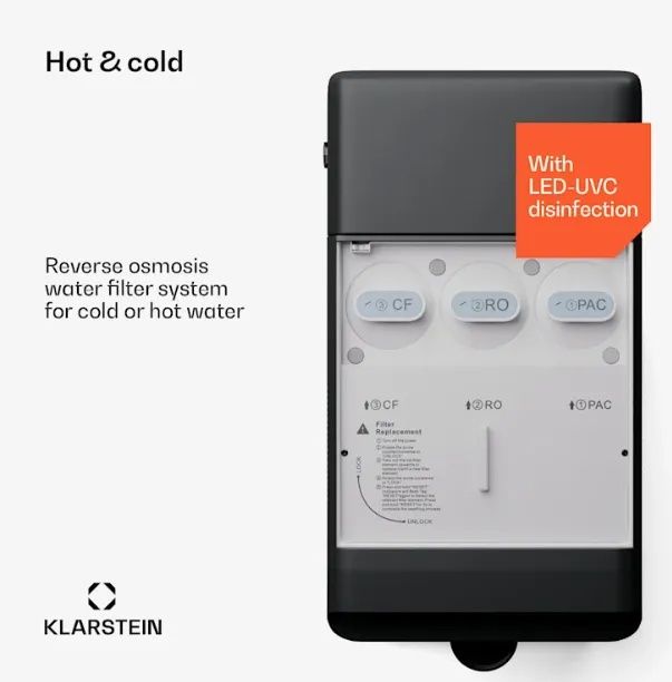 Пречиствател на вода Klarstein, 5-степенна филтрация, обем 6 л, 6 темп