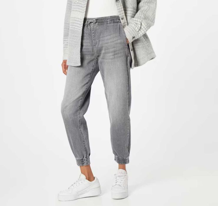 Jeans/Blugi gri deschis, conici cu elastic, S/36, aboutyou