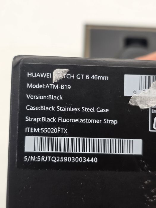Smartwatch HUAWEI Watch GT 6, 46mm, GPS, Android/iOS, Black Fluoroelastomer Strap, NOU, doar desigilat