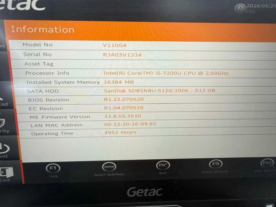 Laptop SH GETAC v110 g4 Fully Rugged i5-7200U SSD 512Gb 16GB Ram diagnoza auto touchscreen