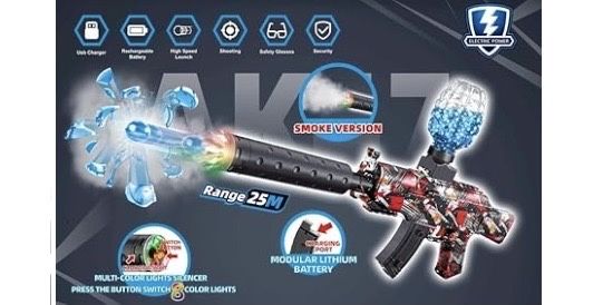 Pistol electric M416 cu bile gel, Acumulator, Reincarcabil, si Lumini