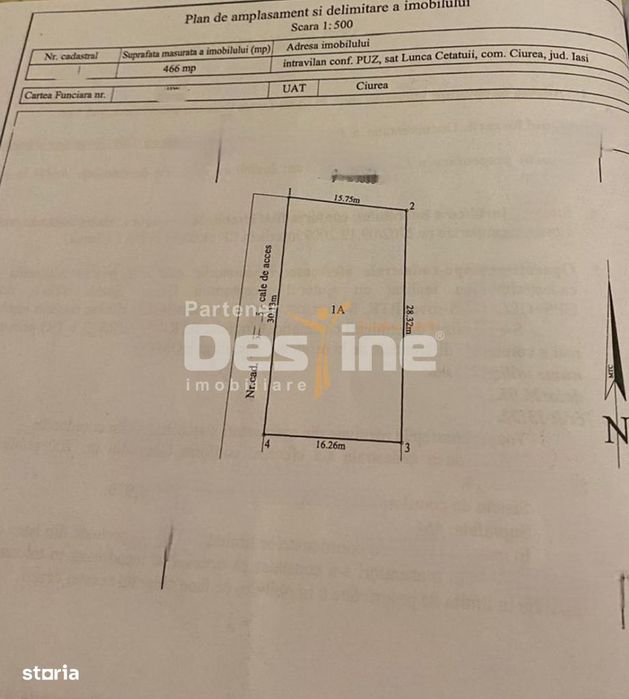 Comision 0% Teren intravilan 944 mp, Lunca Cetatuii