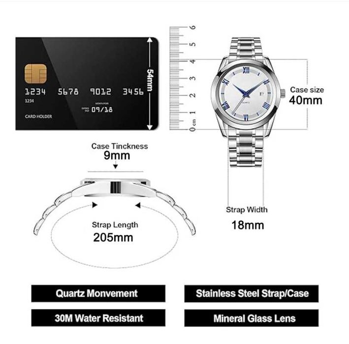 Мъжки часовник, Hggzeg,Водоустойчив,Кварц/Неръждаема стомана, Сребрист