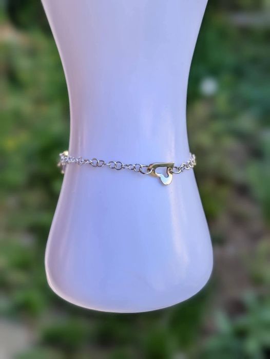 Veche bratara din argint de 925, cu pandantive inimioare copii