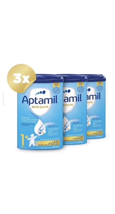Pachet 3 x Lapte praf Aptamil NUTRI-BIOTIK 1+, 800 g, 1-2 ani