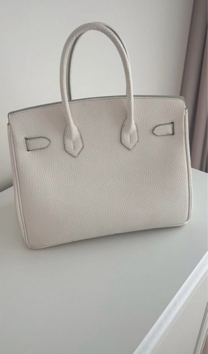 Poseta Geanta piele , alba, gold, 30