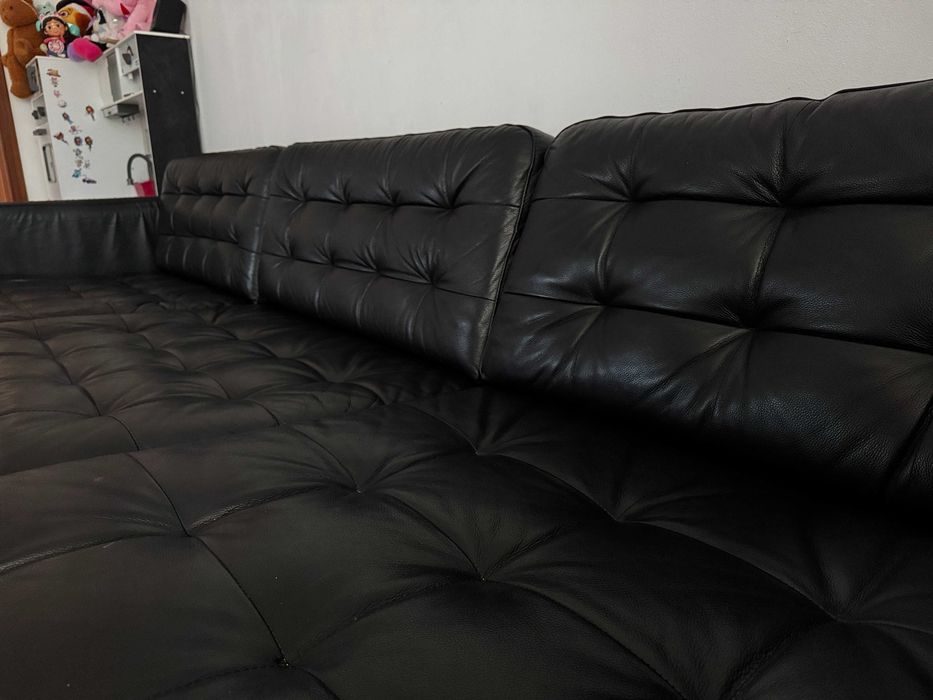 Canapea coltar piele naturala IKEA Landskrona in stare foarte buna, 4 locuri 280 lungime x 89 latime canapea x 158 latime sezlong