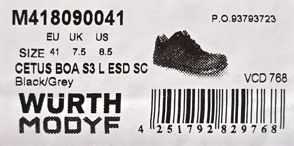 Bocanci munca Wurth MODYF CETUS BOA S3L ESD SC Black/Grey