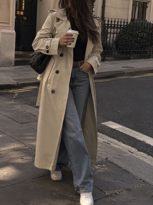 Trench zara lung impermeabil