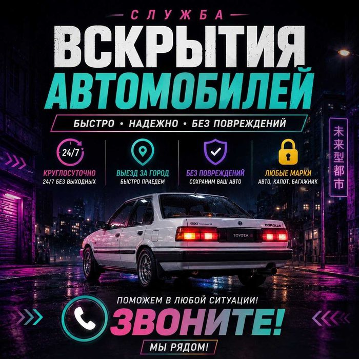 Открыть машину/вскрытие двери^замок|капот~багажник_бардачок машины