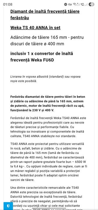 Flex pe apa, taie 16,5 cm  adancime