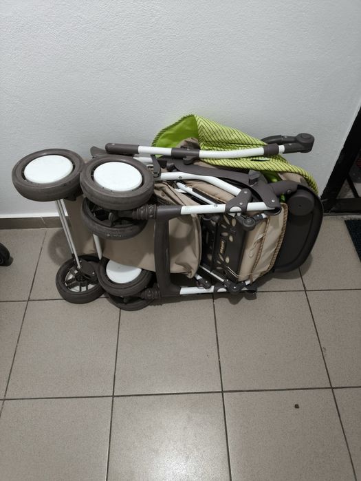Carucior Landou, Bertoni, Combi, maner reversibil, Green & Beige Zephy