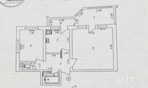2-комнатная квартира 60 м², Паркентский, Чизельный