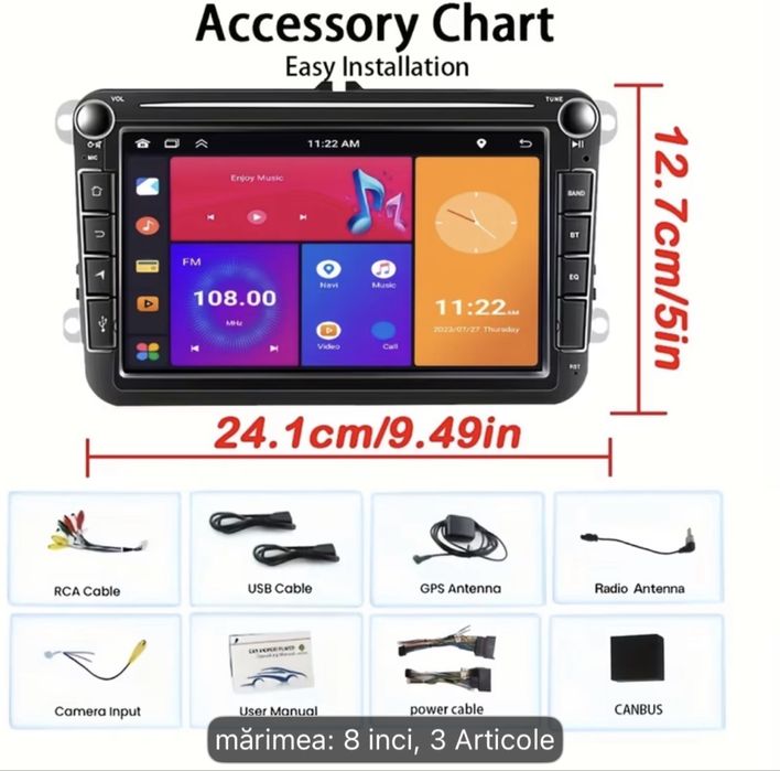 Navigatie Android Vw 8inch , ca noua.