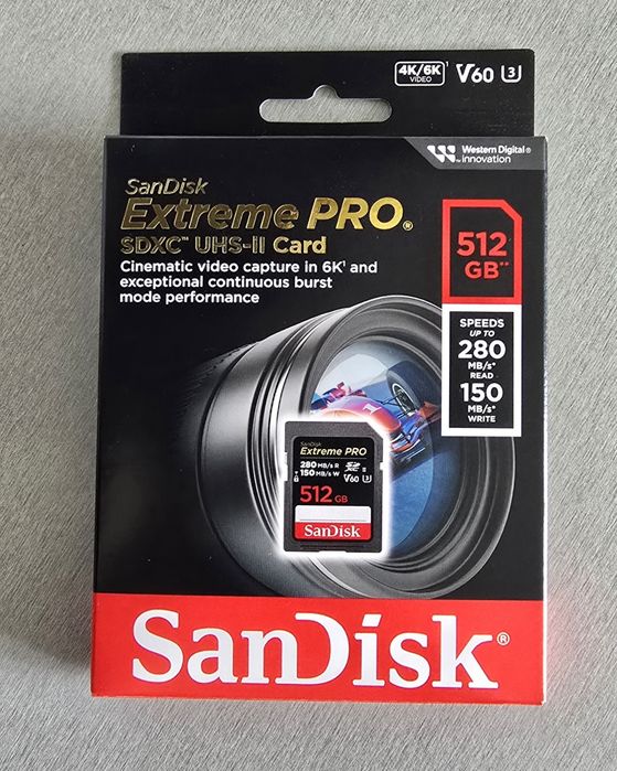 Продавам нова карта памет SanDisk Extreme Pro SDXC 512GB UHS-II V60