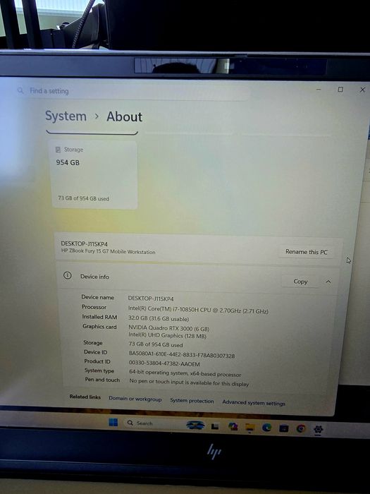 HP ZBook Fury 15 G7 | i7-10850H | 32GB RAM | 1TB NVMe | RTX 3000 6GB