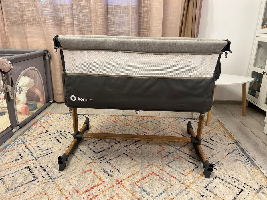 Patut Co-sleeper Lionelo Leonie 3 in 1 – Grey Stone – Ca Nou (Din locuință fără fumători/animale)