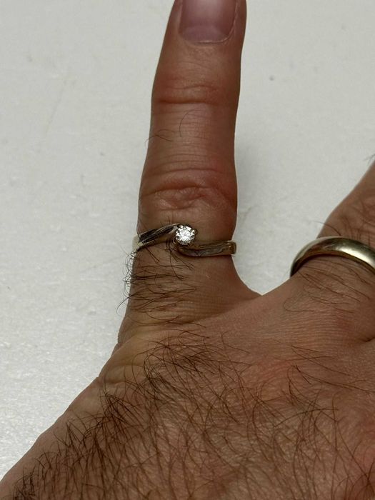 INEL AUR alb 18K + 1 DIAMANT = 0.17CT - Solitaire - De logodna - TOP - 3.9g. !