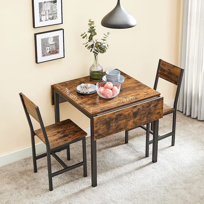 VASAGLE Masa de bucatarie sau living, extensibila, pentru spatii mici, stil industrial 75x78x85/120cm maro, scaunele nu sunt incluse , noua