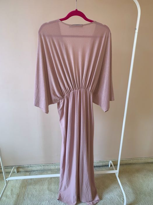 Дълга розова блестяща рокля S размер