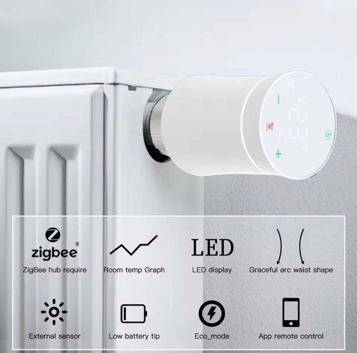MOES ZigBee3.0 TRV Tuya smart радиаторен вентил интелигентен програмируем термостат с контрол на температурата и гласов контрол с Alexa и google home