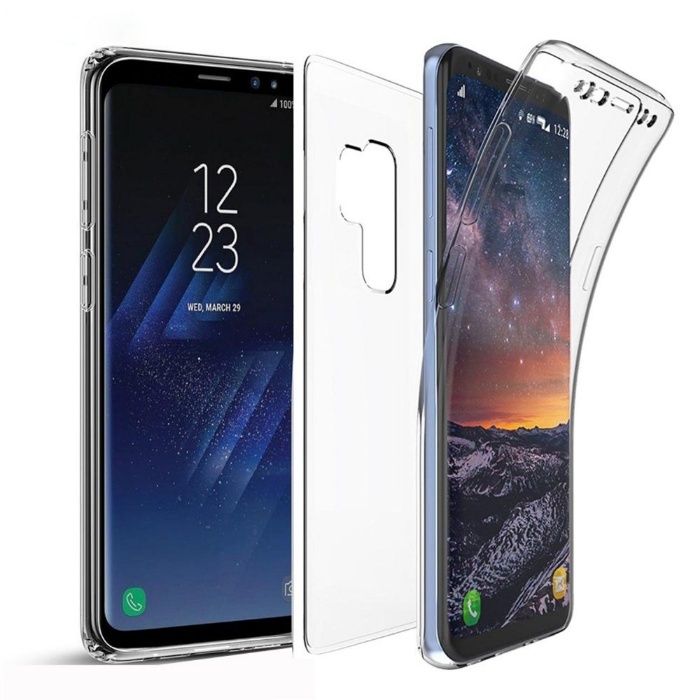 Samsung S8 S9 S10 Plus Husa 360 Transparent Fata Silicon Spate Plastic