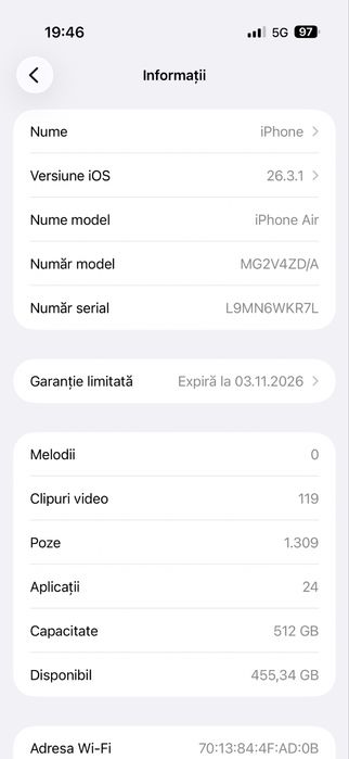 Iphone 17 Air, Sky Blue, 512 GB, GARANTIE