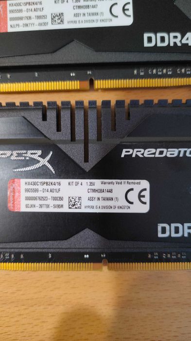 Ram 2x4 GB DDR4 HyperX Predator 3000 MHz.