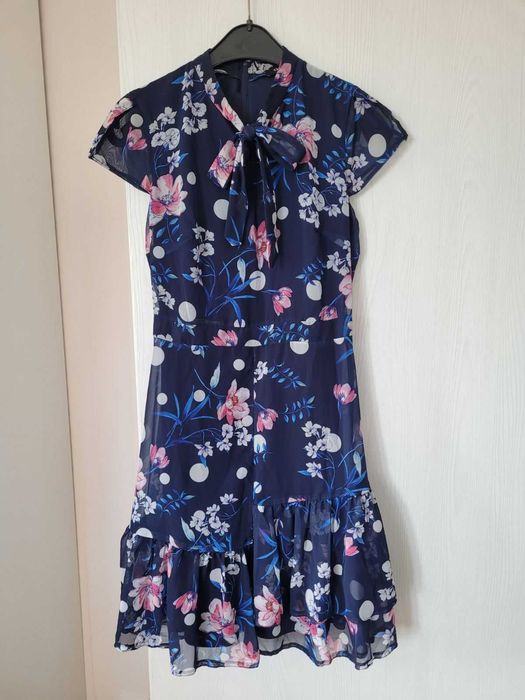 Синя Рокля Orsay 34 размер, офицална, къса, флорални мотиви