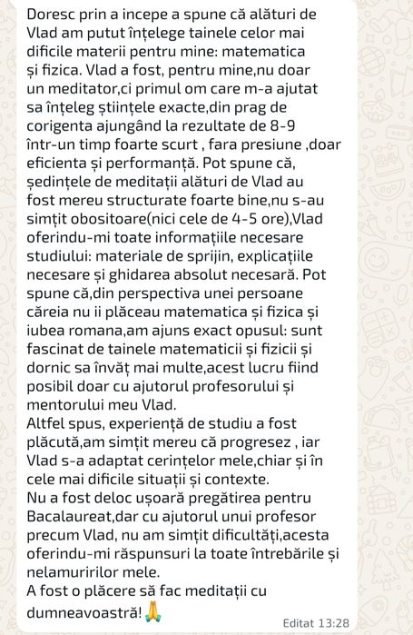 Meditații Matematica Individuale Fizice Evaluare Nationala si  Bacalaureat M1,M2 și M3 pentru anul școlar 2026-2027