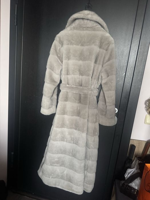 Палто faux fur от вълна и ангора