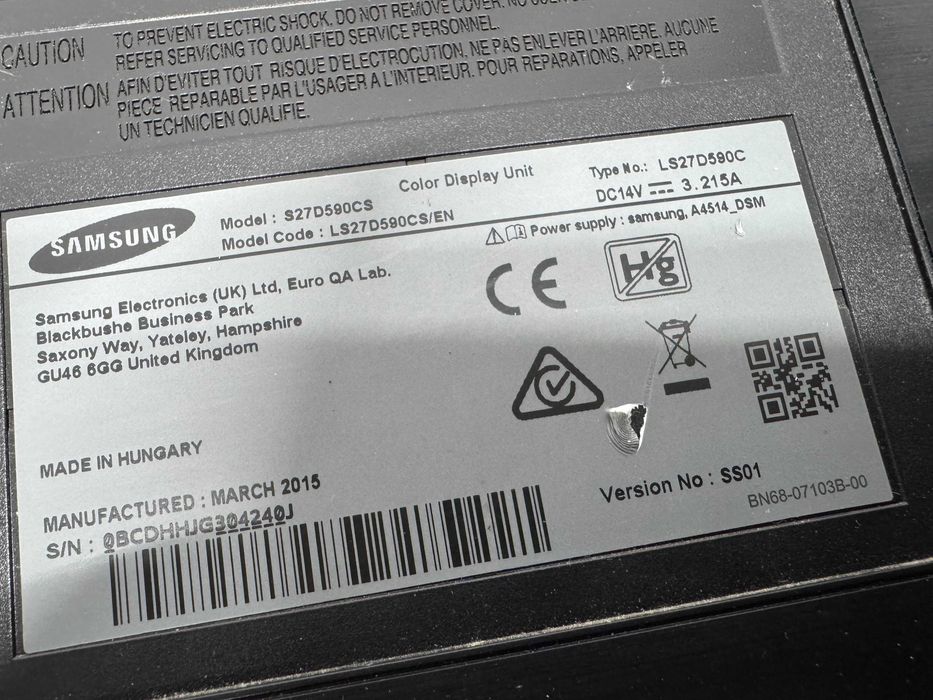Монитор -  Samsung  S27D590CS / 27 inch /M5