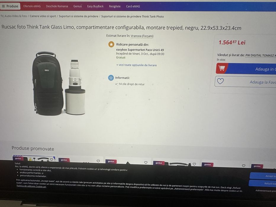 Vand rucsacuri foto/video Manfrotto  și Think Tank !