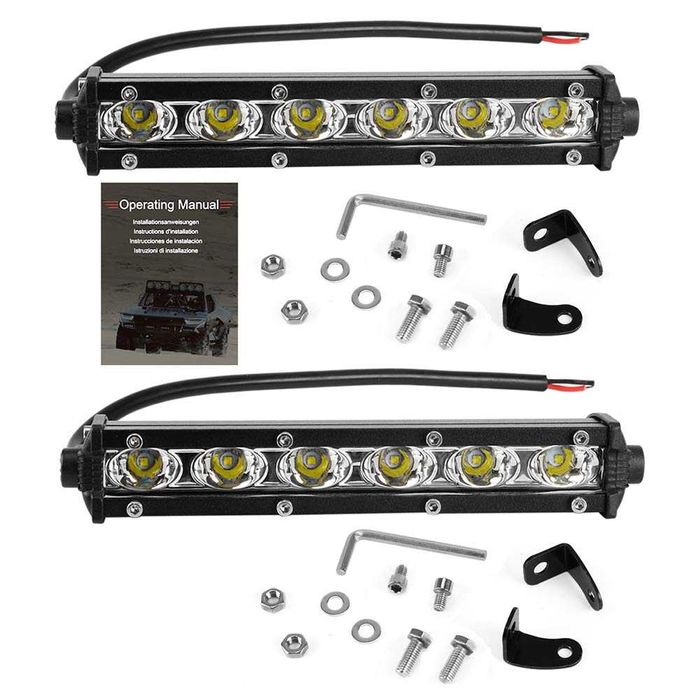 2 броя Мини 18W LED бар за осветление с 6 диода - 12/24V
