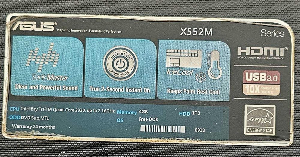 Лаптоп Asus X552M laptop