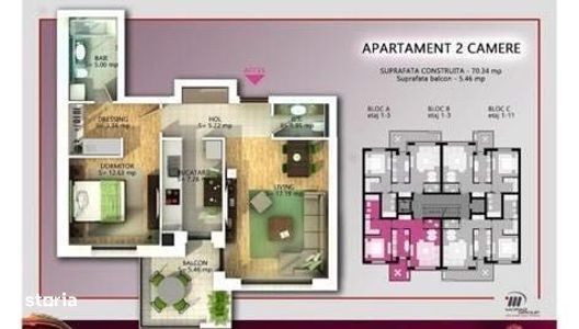 Aviatorilor.Apartament 2 camere de inchiriat